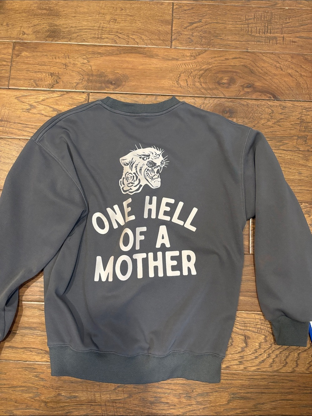 Graphic Crewneck Sweatshirt - Slate Gray "One Hell of a Mother"
